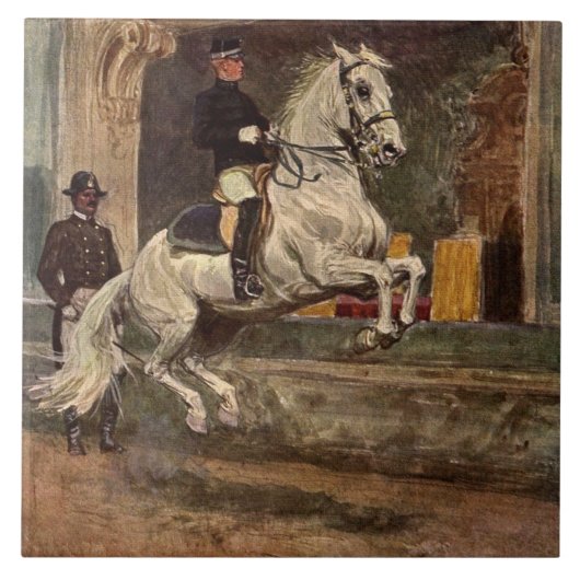 Carreau Étalon blanc Croupade de Lipizzan (Devant)