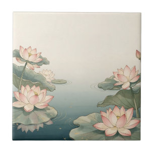 Carreau Étang de fleurs de lotus roses Sérénité zen