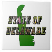 Carreau État du Delaware Texte d'image et contour de carte (Devant)
