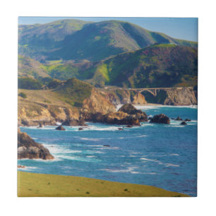 Carreau États-Unis, Californie. Panorama de Big Sur avec B