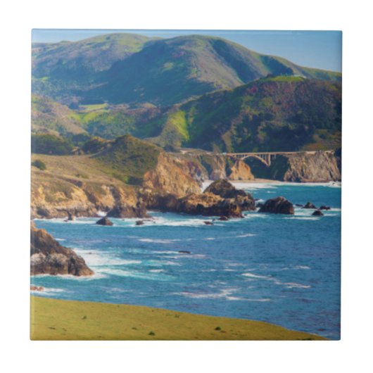 Carreau États-Unis, Californie. Panorama De Big Sur Avec B (Devant)