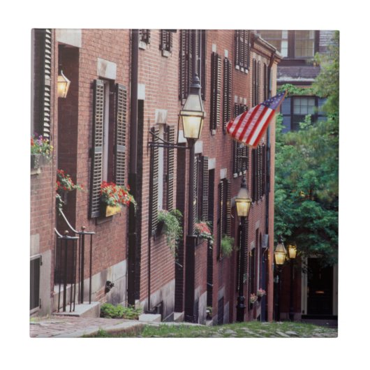 Carreau États-Unis, Massachusetts, Boston, Maisons le long (Devant)