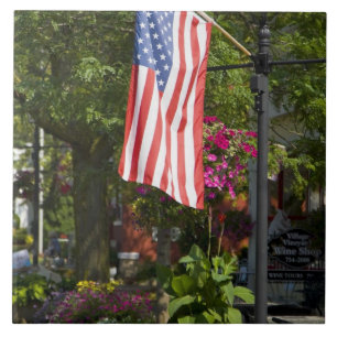 Carreau États-Unis, New York, Lewiston. Drapeau américain