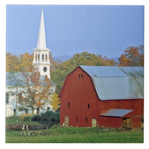 Carreau États-Unis, Vermont, Peacham. Une grange rouge et 