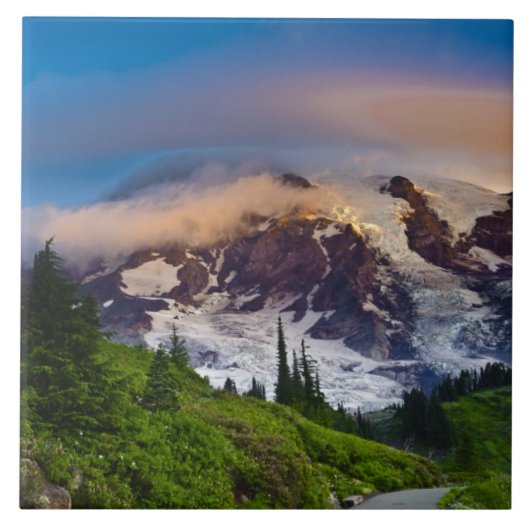 Carreau États-Unis, Washington, Mt. Rainier. Soleil du mat (Devant)