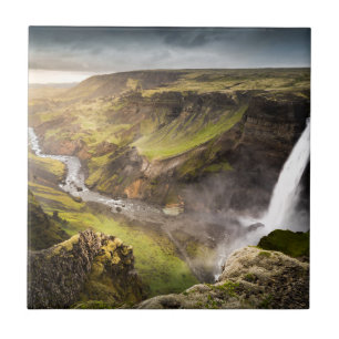Carreau Été de la cascade de Haifoss en Islande