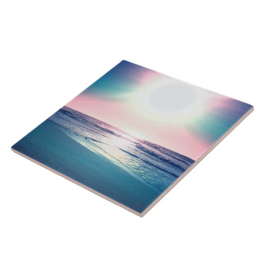 Carreau Eté Mer coucher de soleil Plage tropicale Photo (Côté)