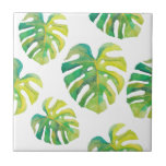 Carreau Été vert tropical de Motif de feuilles de Monstera<br><div class="desc">Été vert tropical de Motif de feuilles de Monstera</div>
