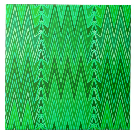 Carreau Ethnic Chevron Damask, Emerald et Lime Green (Devant)