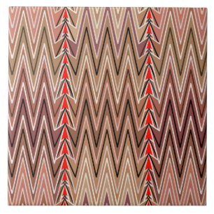 Carreau Ethnique Chevron Damask, Taupe Tan et Beige