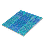 Carreau Ethnique Chevron Damask, Turquoise et Bleu (Côté)