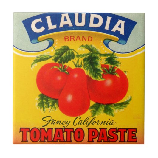 Carreau étiquette de sauce tomate de Claudia des années (Devant)