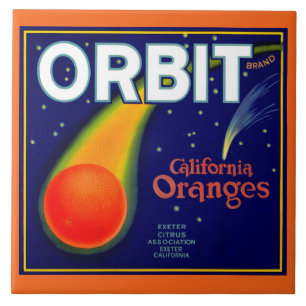 Carreau étiquette des caisses de fruits Orbit Oranges des 