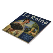 Carreau Étiquette orange de caisse de reina de La (Côté)