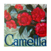 Carreau Étiquette orange de marque de camélia (Devant)