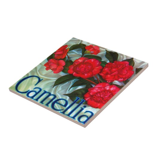 Carreau Étiquette orange de marque de camélia (Côté)