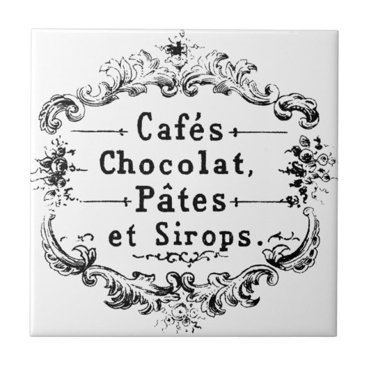 Carreau Étiquette vintage de café et de chocolat (Devant)
