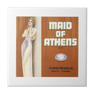 Carreau Étiquette Vintage du taux de fruits d'Athènes