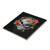 Carreau Étoile de crâne de sucre, noire (Côté)