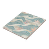 Carreau Étoile de mer côtière sur motif de vagues de sable (Côté)