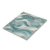 Carreau Étoile de mer côtière sur motif de vagues de sable (Côté)