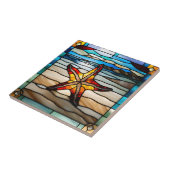 Carreau Étoile de mer en faux vitrail (Côté)