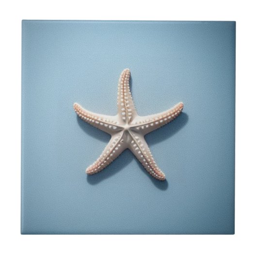 Carreau Étoile de mer exotique avec fond bleu noir (Devant)