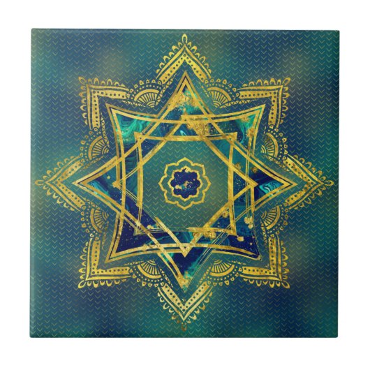 Carreau Étoile décorative d'or de Lakshmi - Ashthalakshmi (Devant)