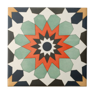 Carreau Étoile en céramique ornementale d'art du cru 1884