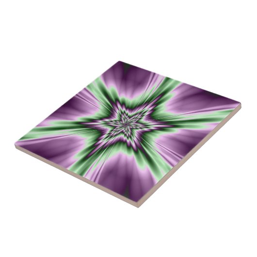 Carreau Étoile en tuiles violet et verte (Côté)
