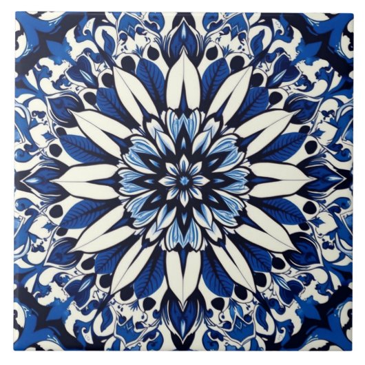 carreau étoile florale indigo (Devant)