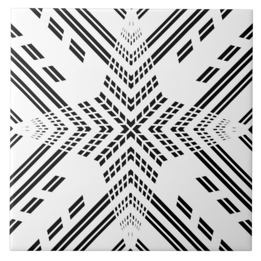 Carreau Étoile géométrique noire et blanche (Devant)