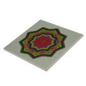 Carreau Étoile Mandala Rouge Et Vert Cordé (Côté)