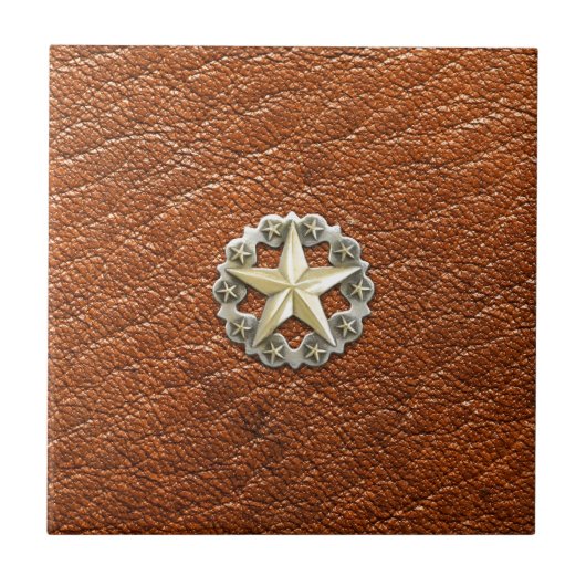 Carreau Étoile solitaire Concho du Texas sur simili cuir (Devant)