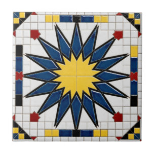 Carreau Étoile Traditionnelle Bleue et Jaune de Zellij Mar