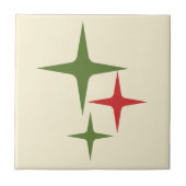 Carreau Étoiles atomiques Moyen-siècle Rétro Noël Rouge Ve (Devant)