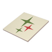 Carreau Étoiles atomiques Moyen-siècle Rétro Noël Rouge Ve (Côté)