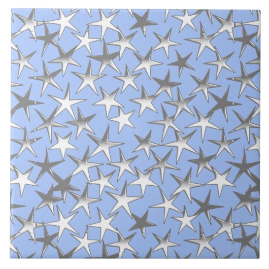 Carreau étoiles d'argent, sur bleu pâle (Devant)