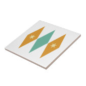 Carreau Etoiles de Crème Turquoise Orange Diamonds Mid Cen (Côté)