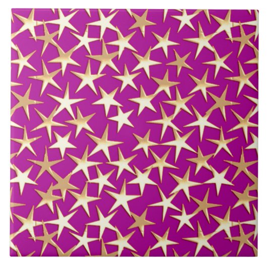 Carreau étoiles d'or sur améthyste violet (Devant)