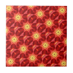 Carreau étoiles d'or sur tuiles rouges