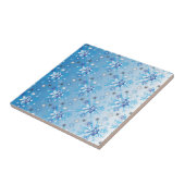 Carreau Étoiles et flocons de neige bleu et blanc complexe (Côté)