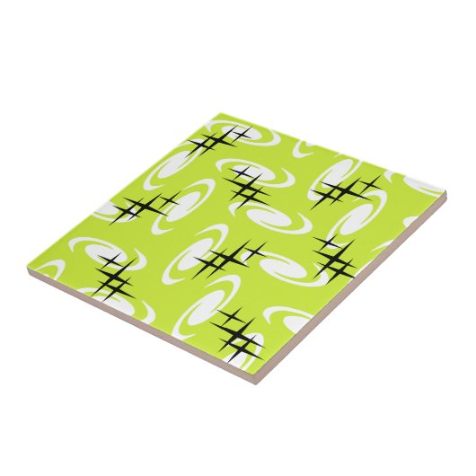 Carreau Étoiles Motif Chartreuse rétro à l'âge atomique (Côté)