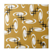 Carreau Étoiles rétro de l'âge atomique Motif Ochre (Devant)