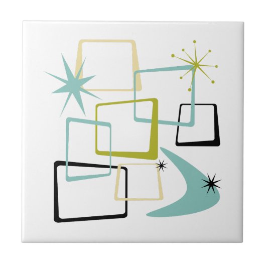 Carreau Étoiles rétro de l'ère atomique Boomerang milieu d (Devant)