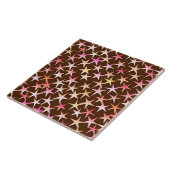 Carreau Étoiles satinées, rose sur chocolat (Côté)