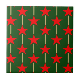 Carreau Étoiles Vertes Et Rouges