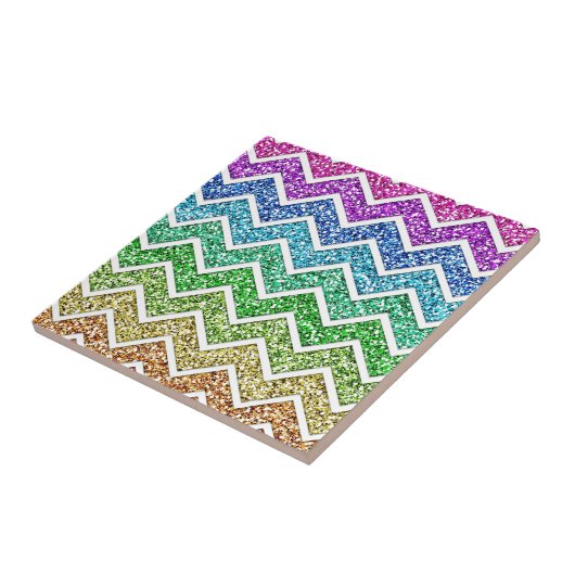 Carreau Etonnant cool tendance chevron zigzag motif arc-en (Côté)