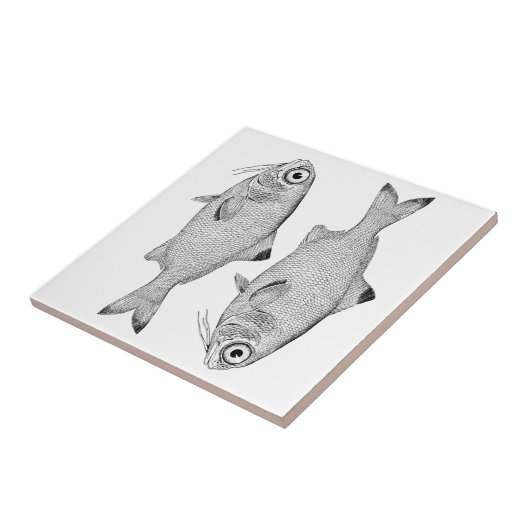 Carreau Étrange dessin de poisson vintage (Côté)