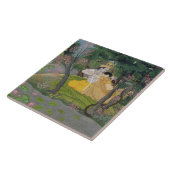 Carreau Étreinte de Radha et de Krishna dans un verger de (Côté)